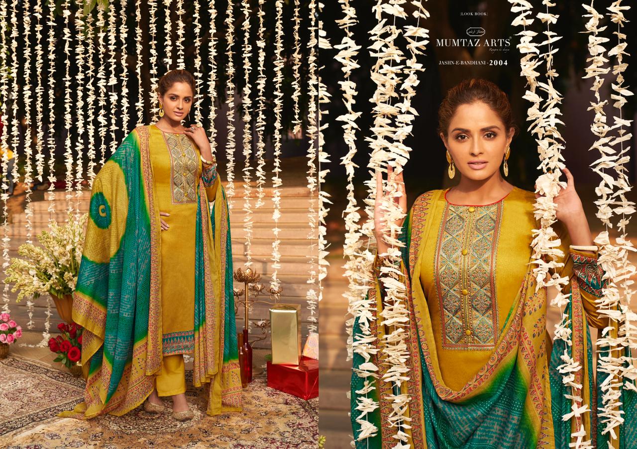Mumtaz Arts Presents  Jash E Bandhani  Designer Dress Material