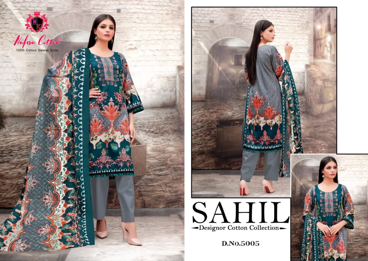 Nafisa  Sahil Vol 5  Karachi  Cotton Dress Materials