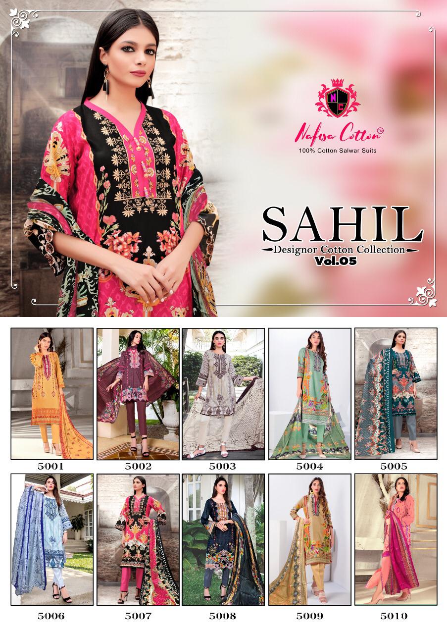 Nafisa  Sahil Vol 5  Karachi  Cotton Dress Materials