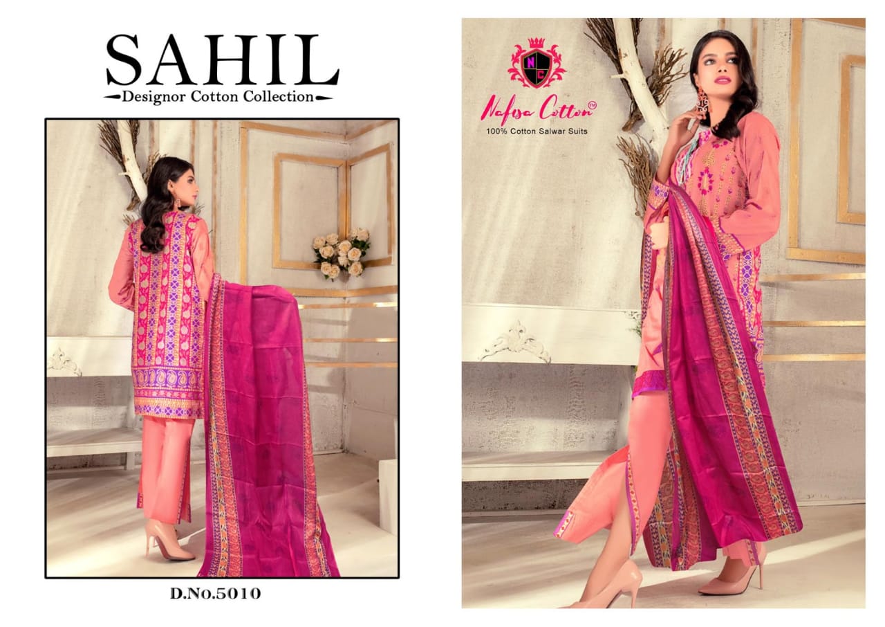 Nafisa  Sahil Vol 5  Karachi  Cotton Dress Materials