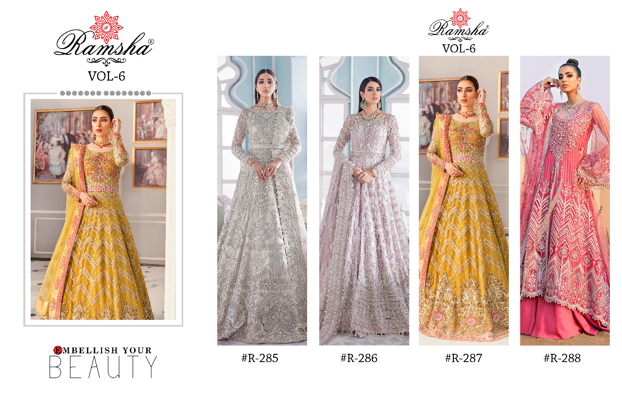 Ramsha By  R 285 To 288 Pakistani Salwar Suits