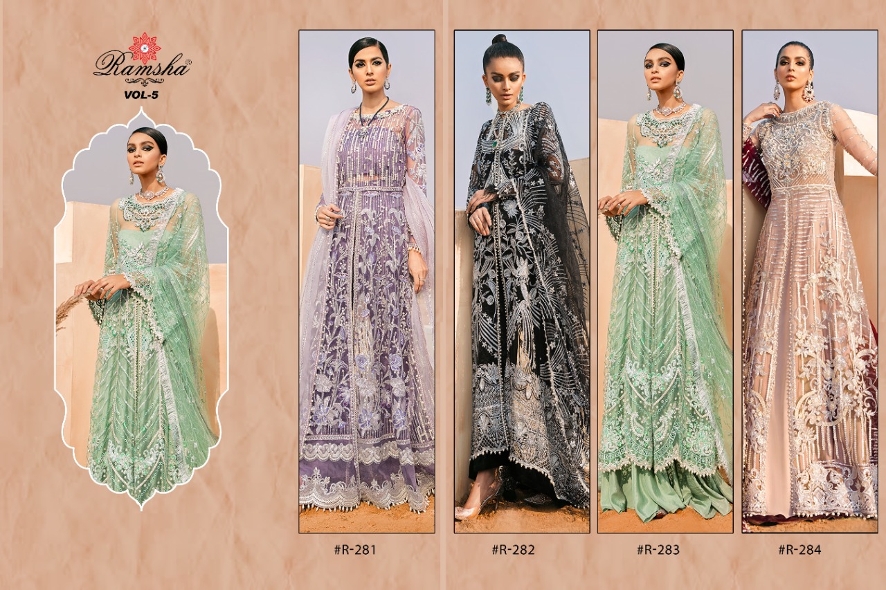 Ramsha Presents  R 281 To 284 Pakistani Salwar Suits Collection