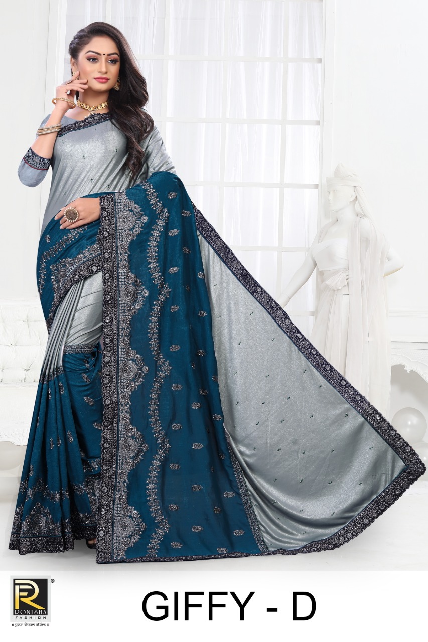 Ranjna Presents Giffy Casual Wear Embroidery Worked Saree Collection