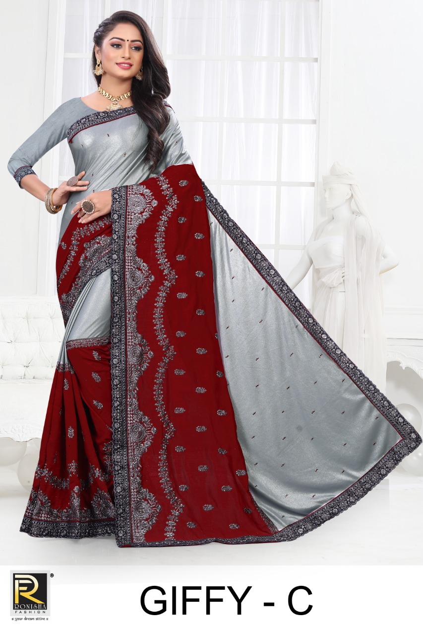 Ranjna Presents Giffy Casual Wear Embroidery Worked Saree Collection