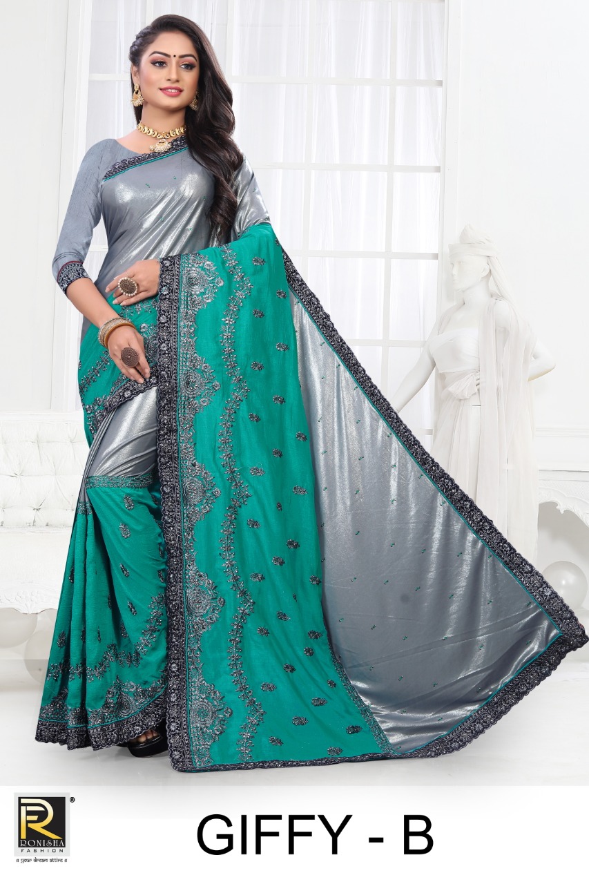Ranjna Presents Giffy Casual Wear Embroidery Worked Saree Collection