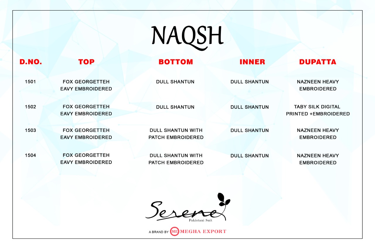 Serene Presents  Naqsh Pakistani Salwar Suits Collection