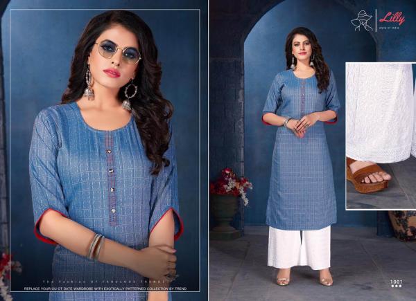 Lilly Presents Lucknowi	Casual Wear Kurti  With Bottom