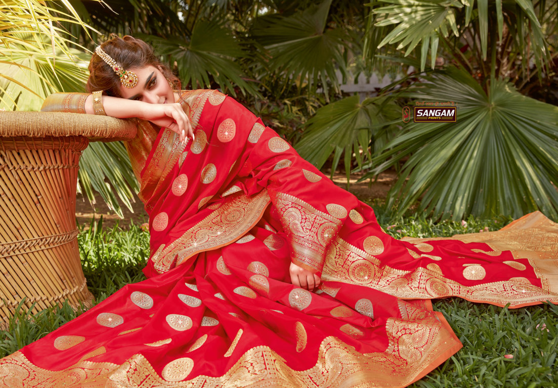 Sangam Presents Tarz Pure Soft Silk Saree With Siroski Work