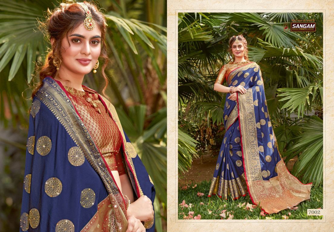 Sangam Presents Tarz Pure Soft Silk Saree With Siroski Work