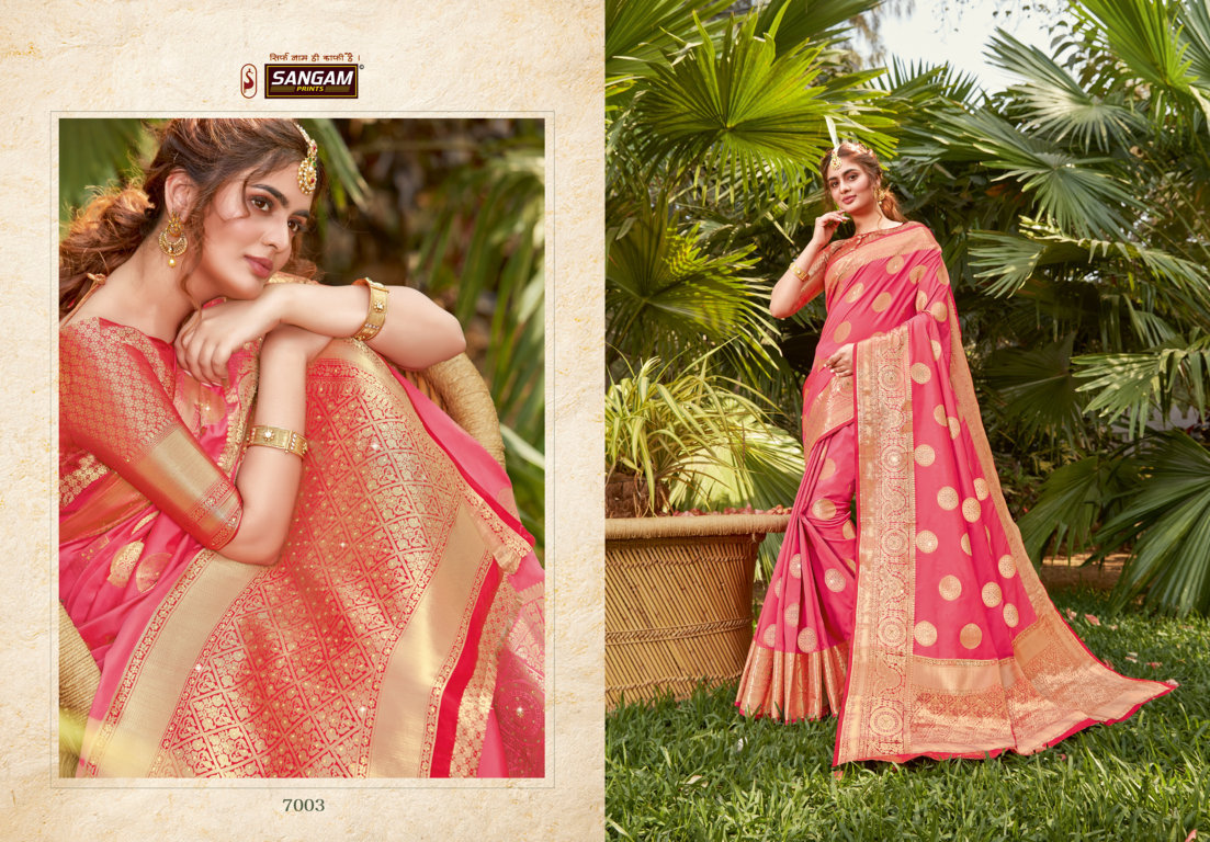 Sangam Presents Tarz Pure Soft Silk Saree With Siroski Work