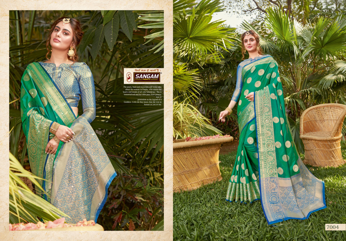 Sangam Presents Tarz Pure Soft Silk Saree With Siroski Work