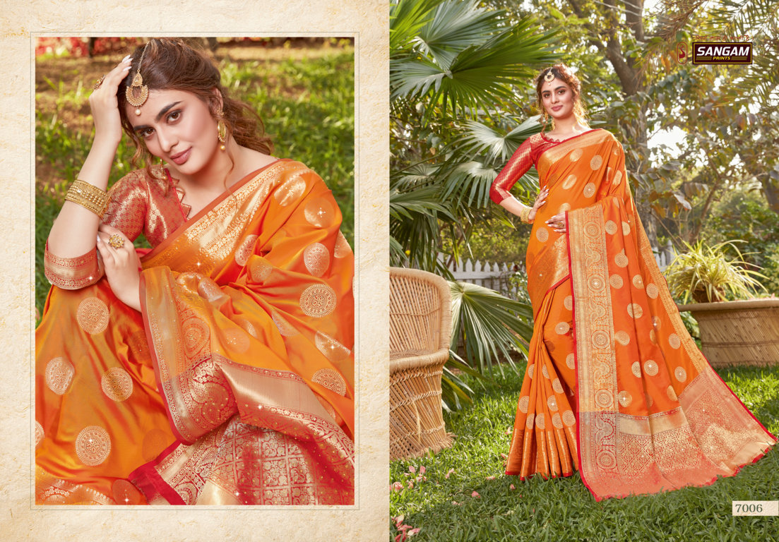 Sangam Presents Tarz Pure Soft Silk Saree With Siroski Work
