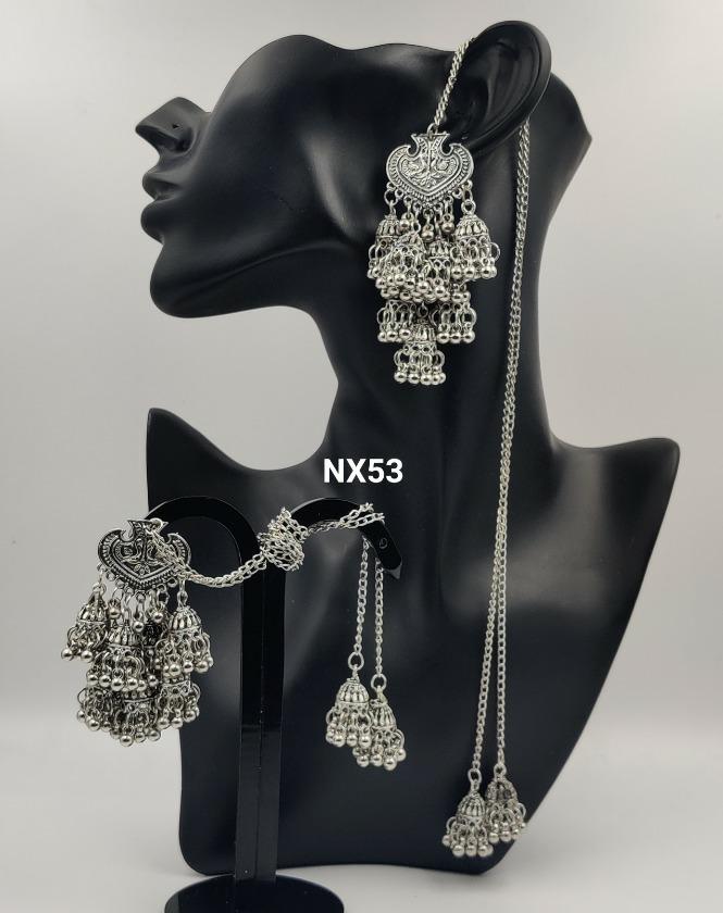 Ij Presents Silver Beaded  Oxidized Silver Plated Crafted Tassel Long Jhumka Earrings