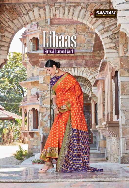 Sangam Presents Libaas Silk Saree With Siroski Work