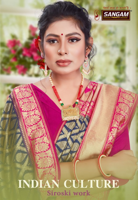 Sangam Presents Indian Culture Silk Saree With Siroski Work