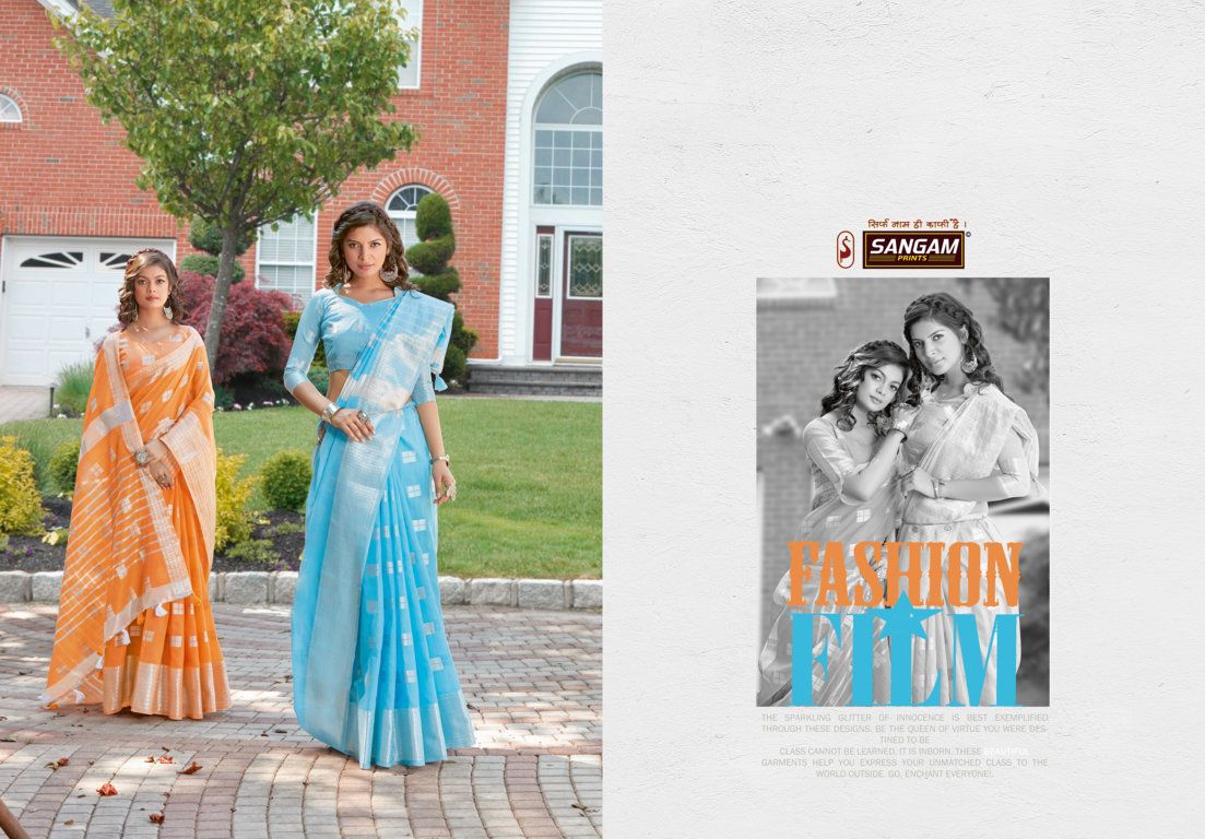Sangam Presents Blueberry-2 Linen Sarees