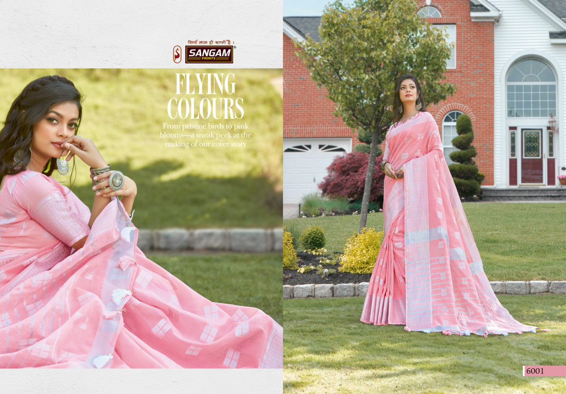 Sangam Presents Blueberry-2 Linen Sarees