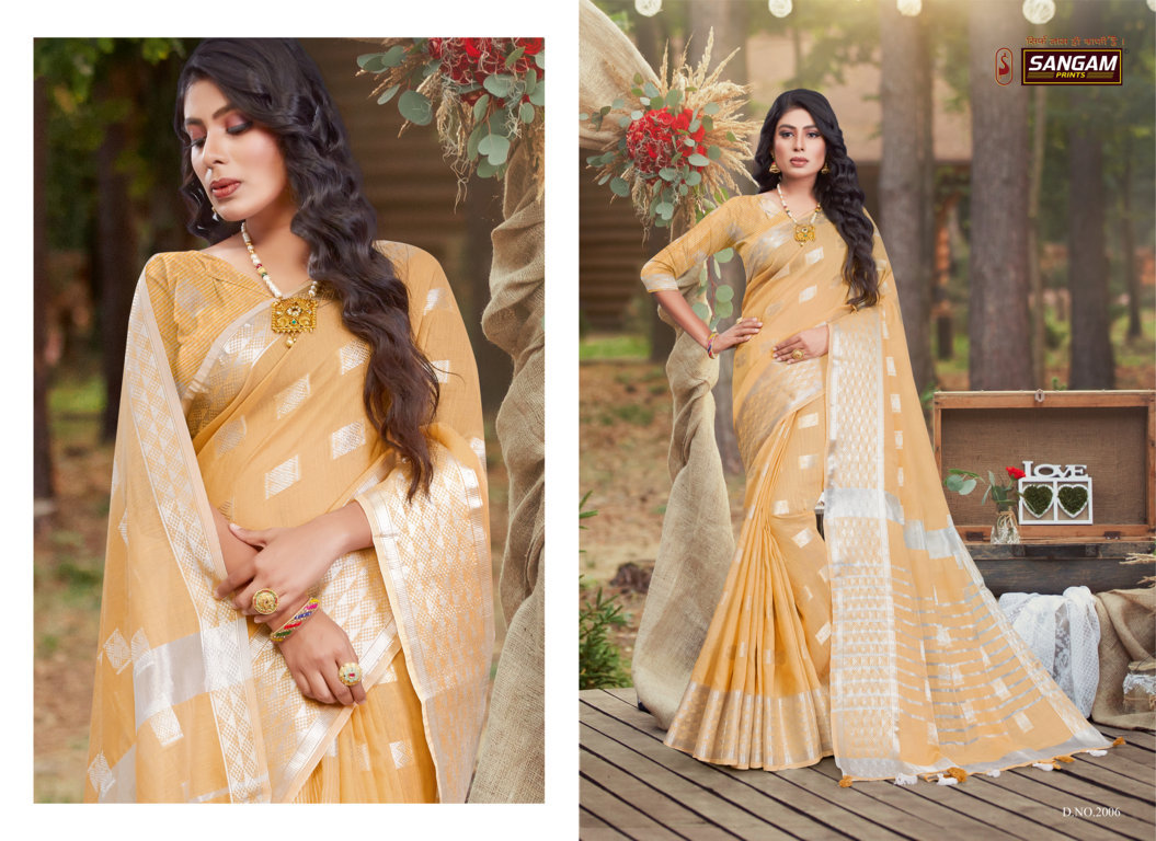 Sangam Presents Bluechery Linen Sarees
