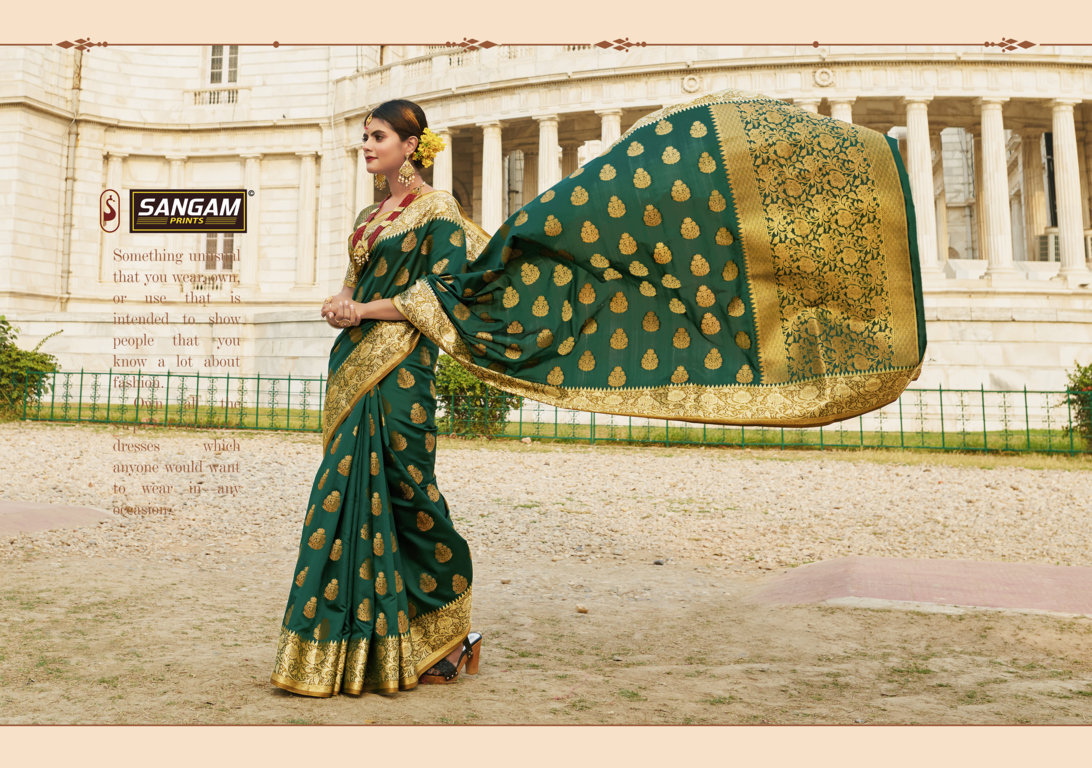 Sangam Presents Red Stone Zari Weaving Silk Sarees