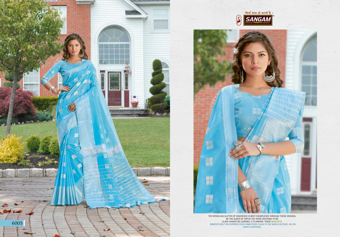 Sangam Presents Blueberry-2 Linen Sarees
