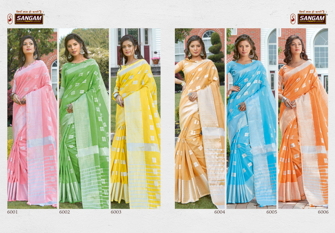 Sangam Presents Blueberry-2 Linen Sarees