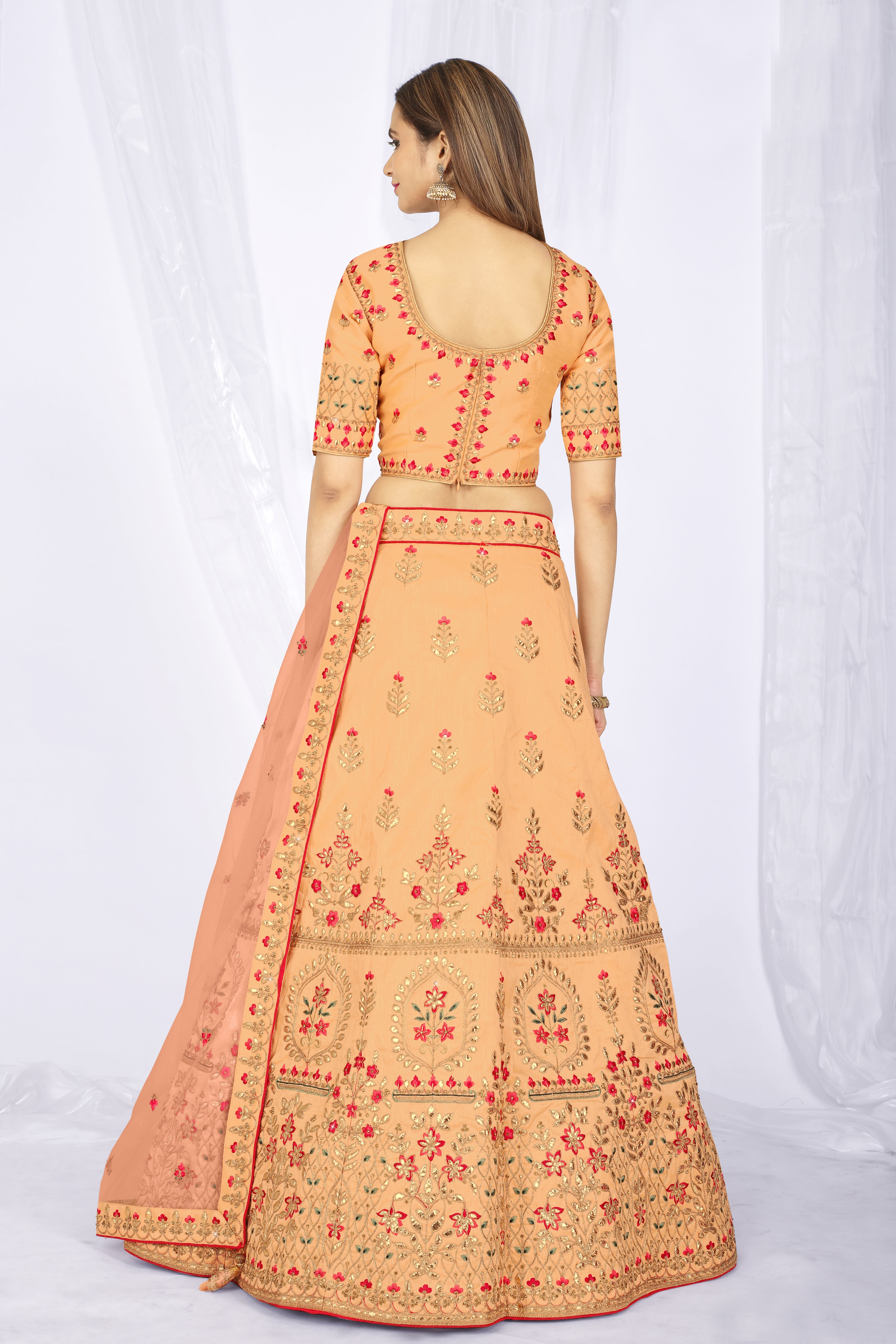 Designer Peach Lehenga Choli Online Shopping