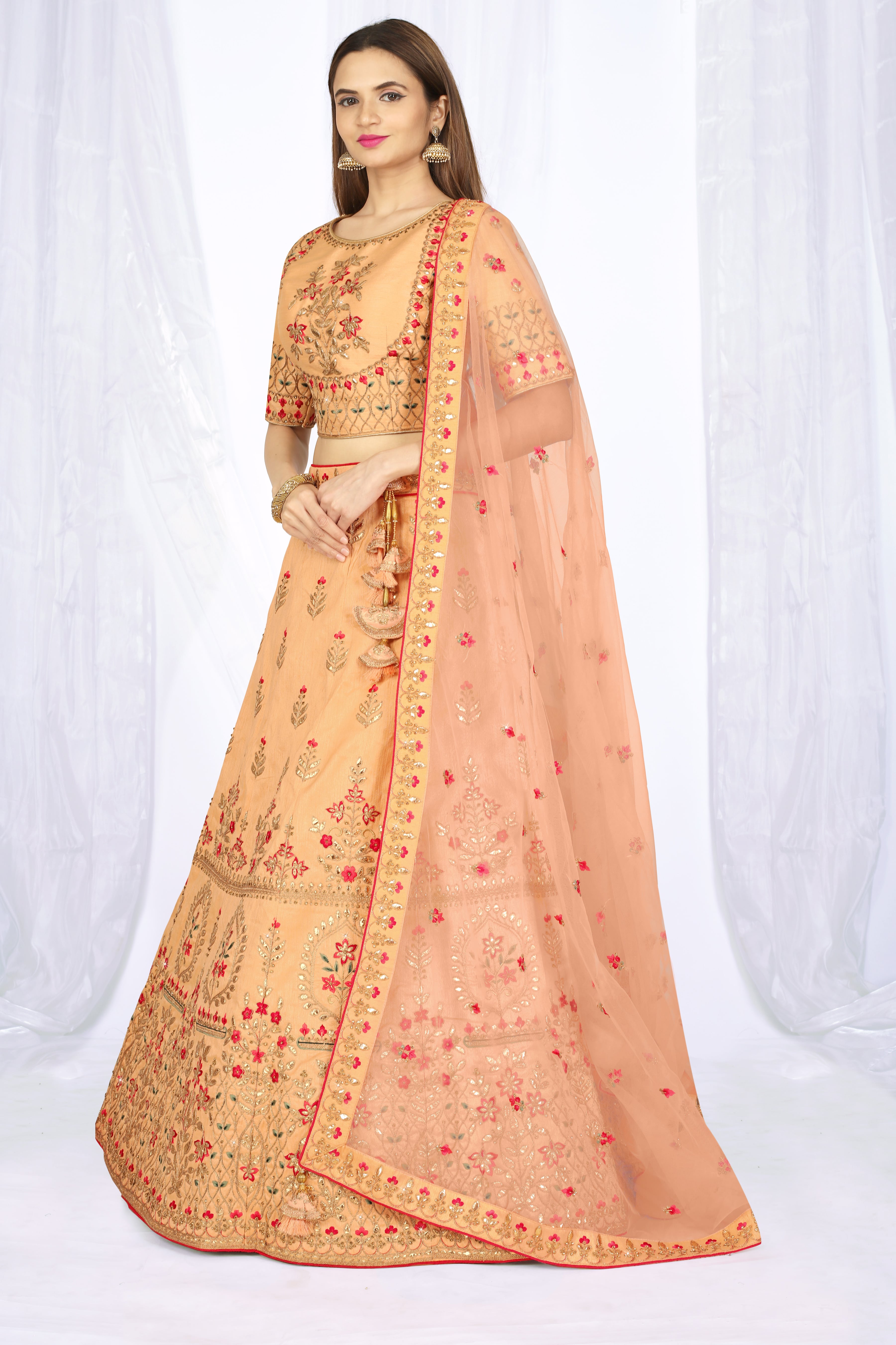Designer Peach Lehenga Choli Online Shopping