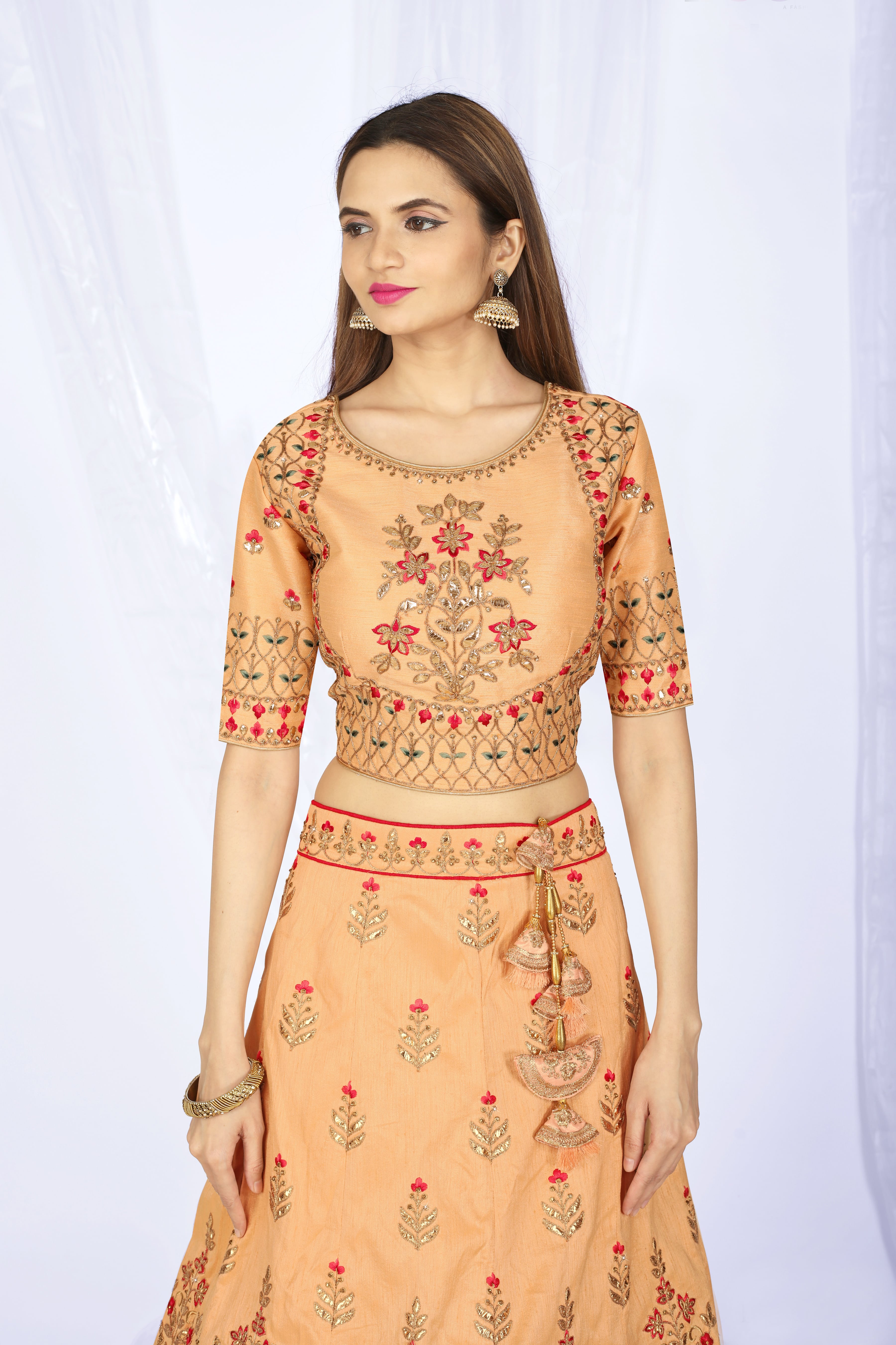 Designer Peach Lehenga Choli Online Shopping