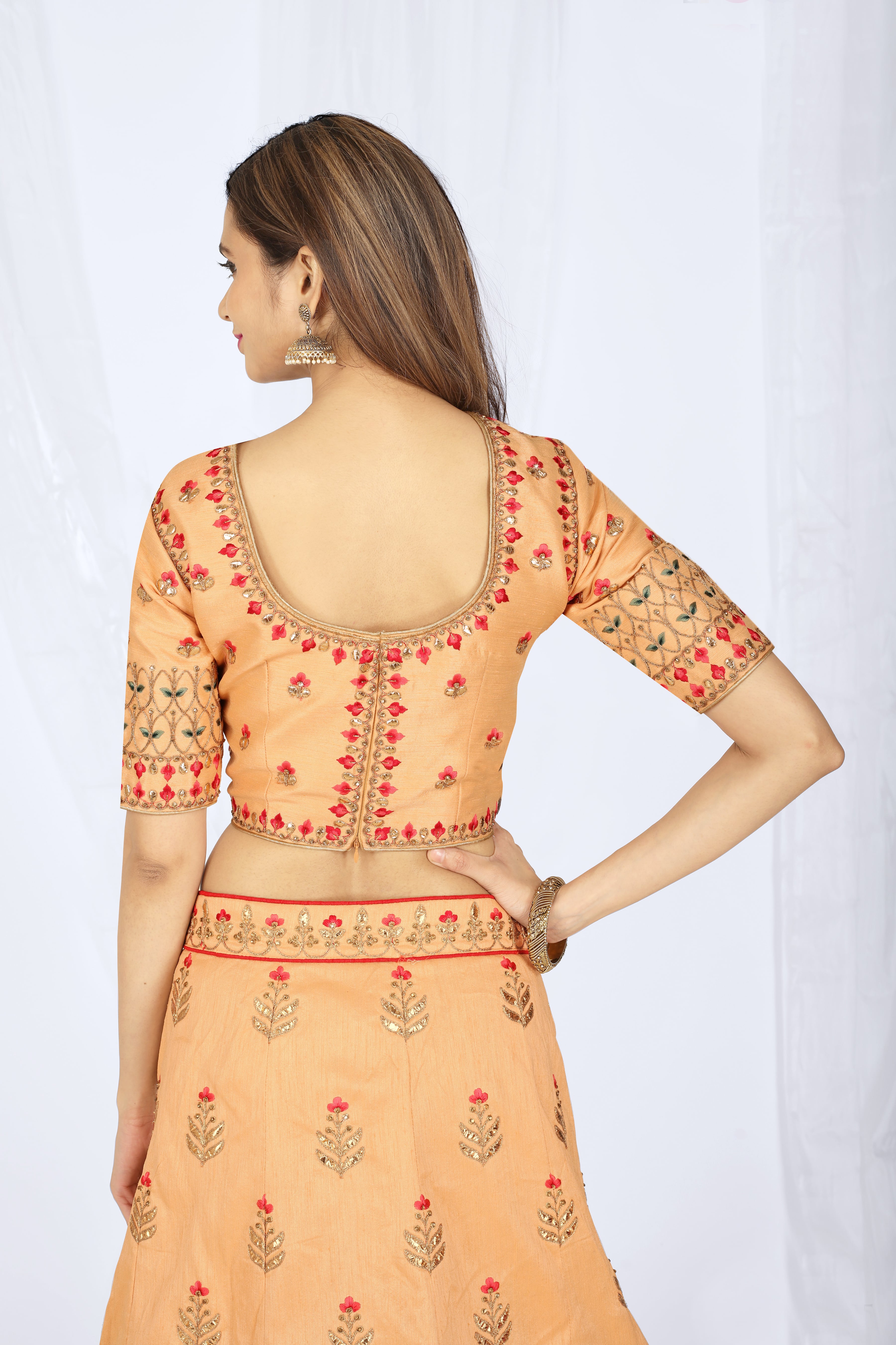 Designer Peach Lehenga Choli Online Shopping