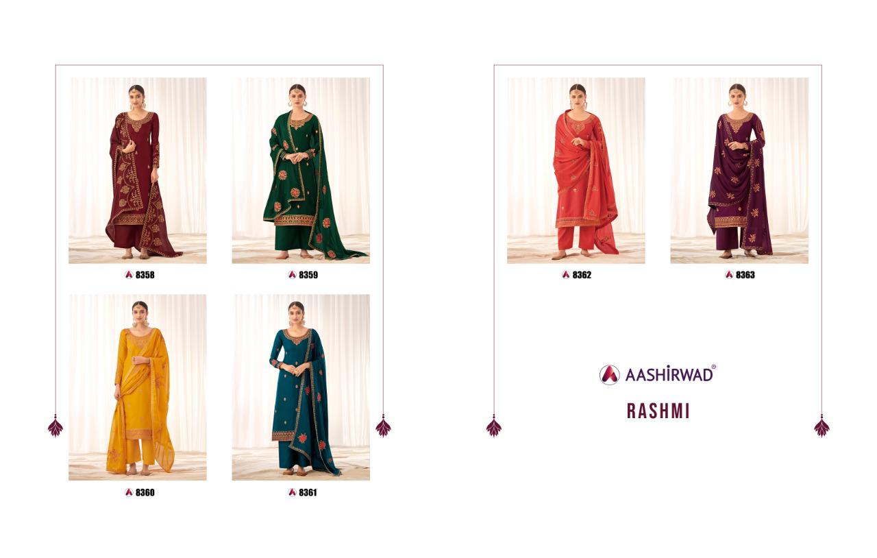Aashirwad Launching  Rashmi Series  8358  Designer Salwar Kameez Collection