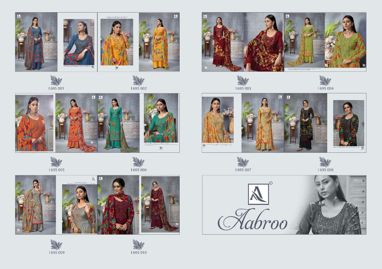 Alok Presents Aabroo Printed Designer Dress Material