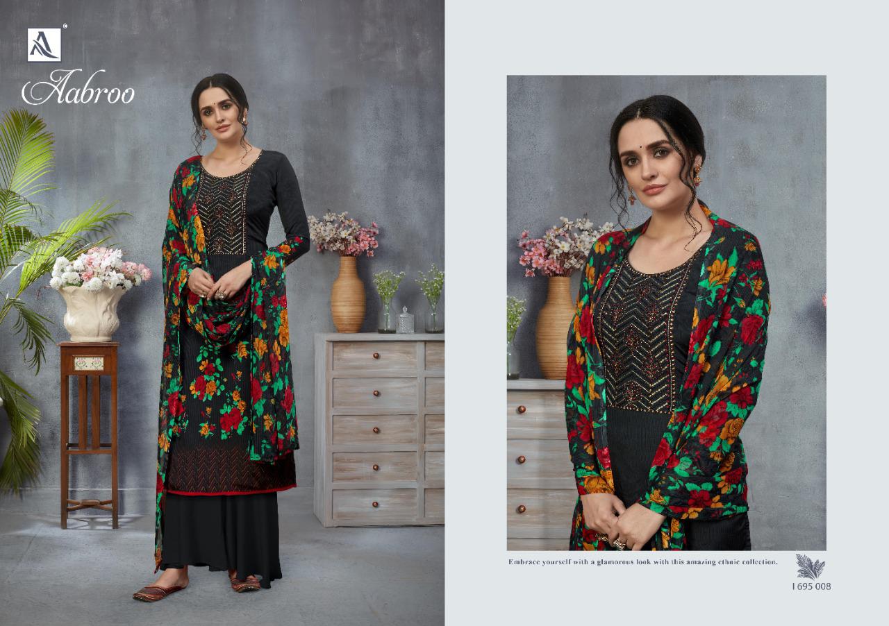 Alok Presents Aabroo Printed Designer Dress Material