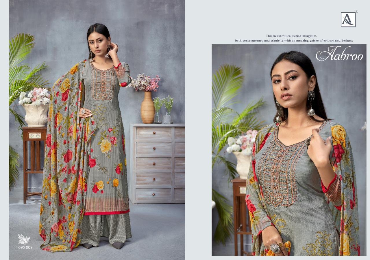 Alok Presents Aabroo Printed Designer Dress Material