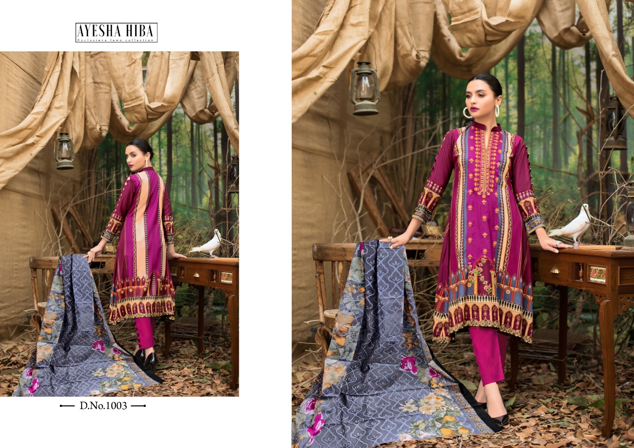 Ayesha Hiba Lawn Cotton Karachi Cotton Dress Market