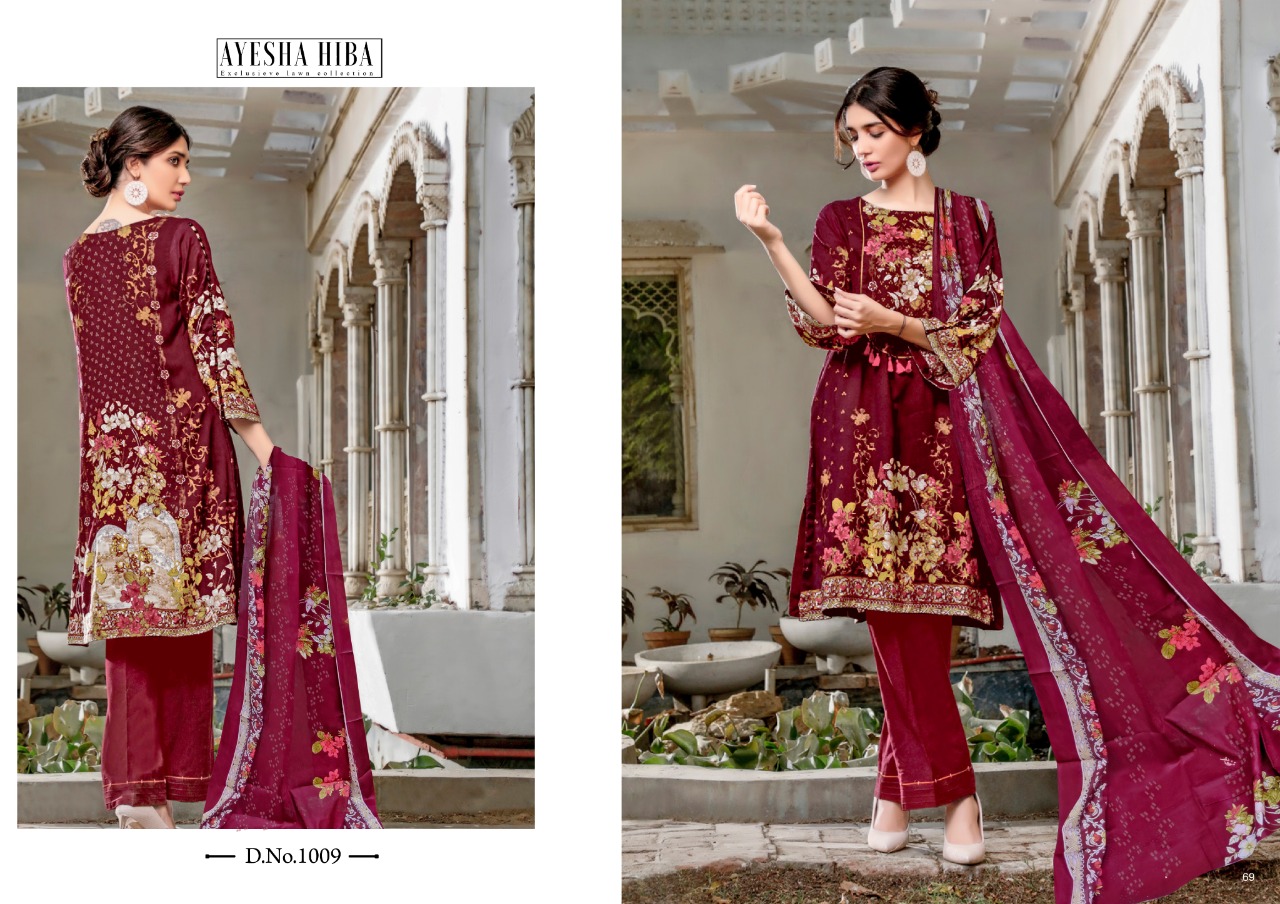 Ayesha Hiba Lawn Cotton Karachi Cotton Dress Market