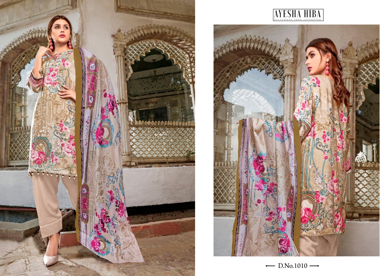 Ayesha Hiba Lawn Cotton Karachi Cotton Dress Market