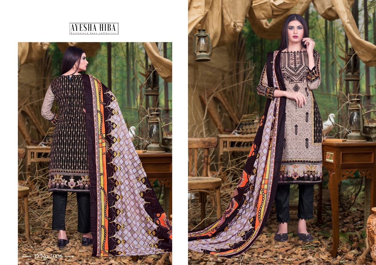 Ayesha Hiba Lawn Cotton Karachi Cotton Dress Market