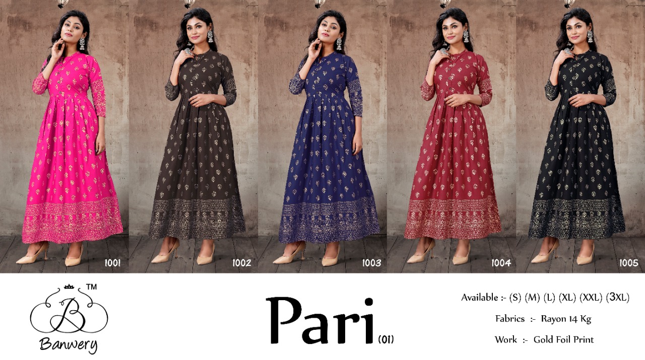 Banwery  Presents Pari Vol 1 Rayon Anarkali Kurtis Catalog
