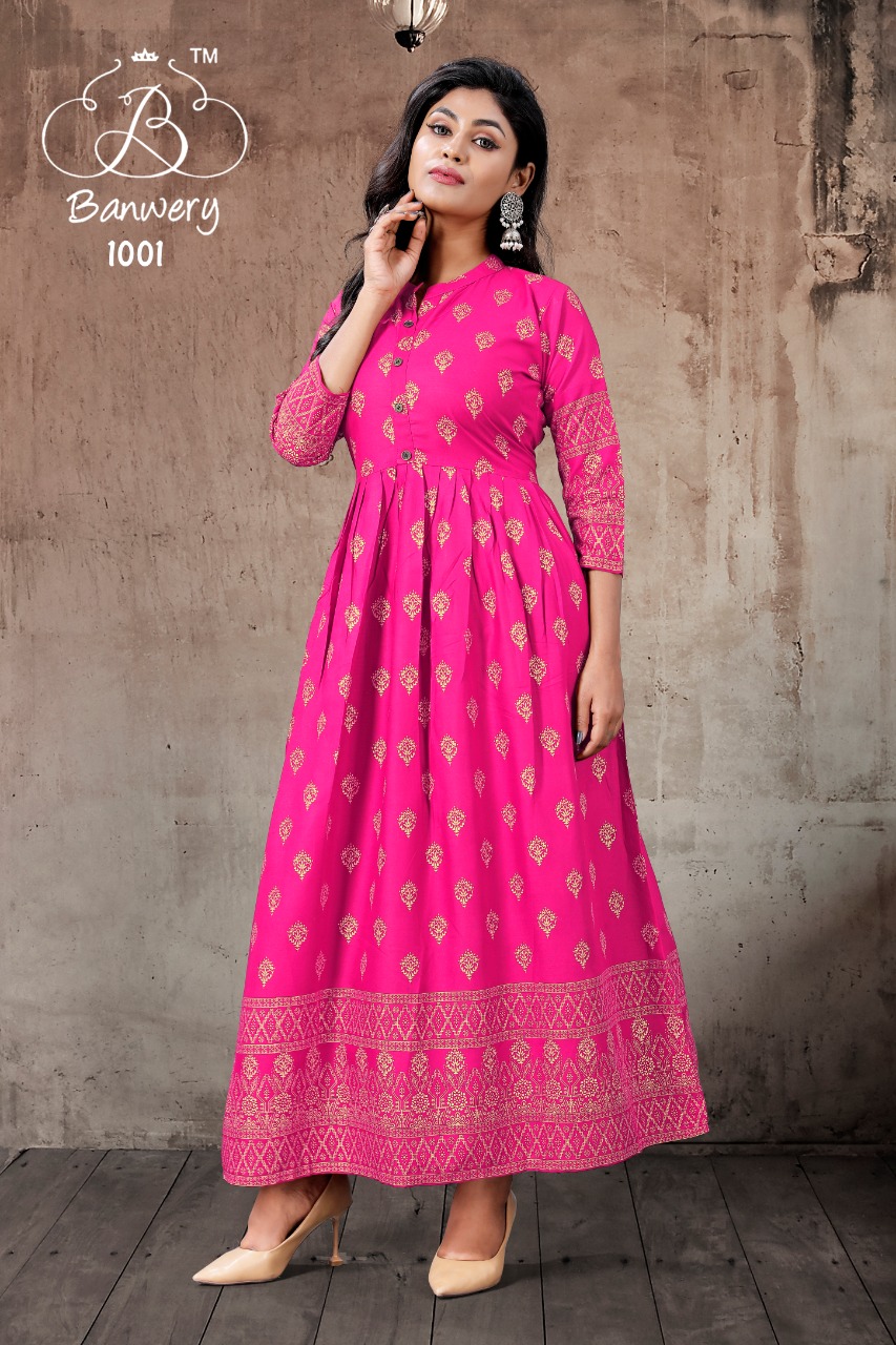 Banwery  Presents Pari Vol 1 Rayon Anarkali Kurtis Catalog