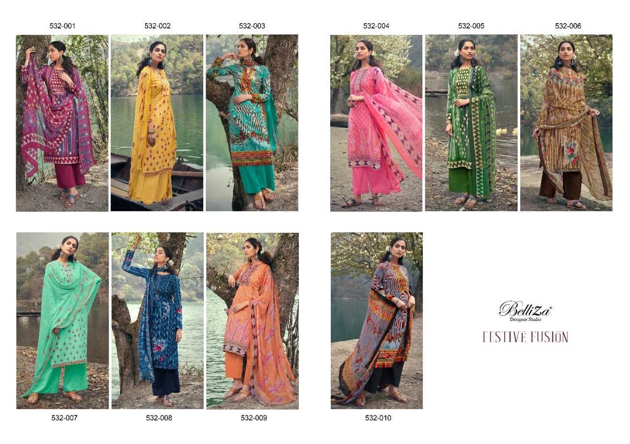 Belliza  Presents  Festive Fusion  Fancy Designer Dress Material Collection