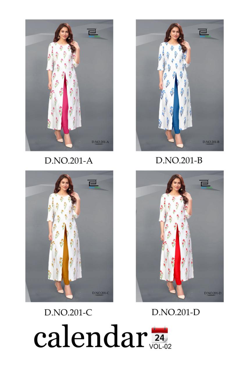 Blue Hills Presents  Calendar  Vol 2 Designer Long Kurtis Collection