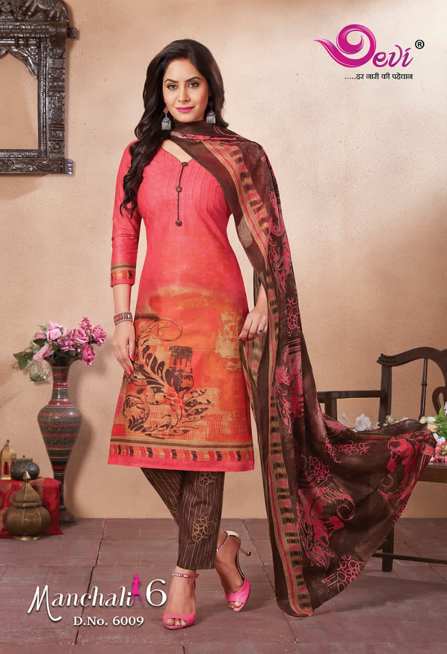 Devi Presents Manchali Vol 6  Printed Cotton Dress Material Online