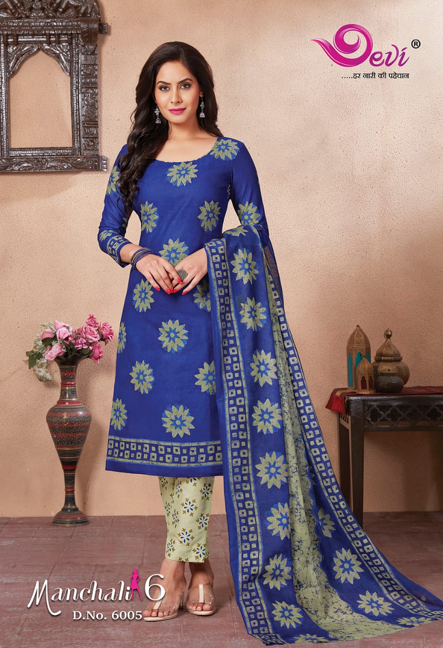 Devi Presents Manchali Vol 6  Printed Cotton Dress Material Online