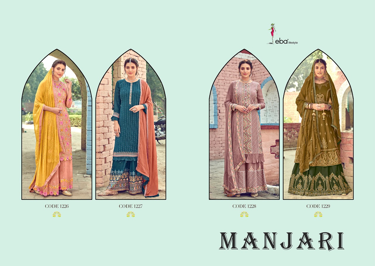 Eba Presents  Manjari Embroidery Designer Dress Material Collection