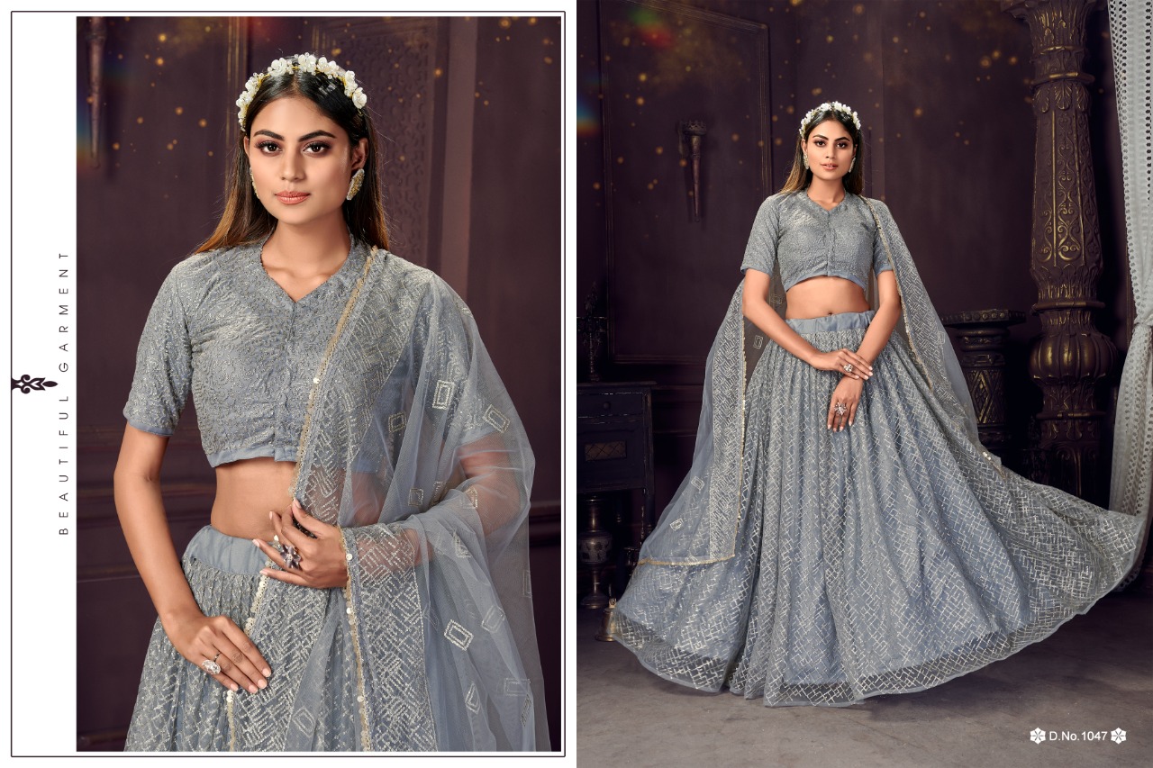 Fc New Launching   D-1047 Soft Net With Semi Stich Wholesale Lehenga Market