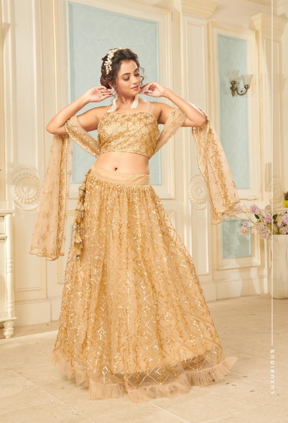 Fc Presents Glamour 1006 Sequin Golden Lehenga Collection