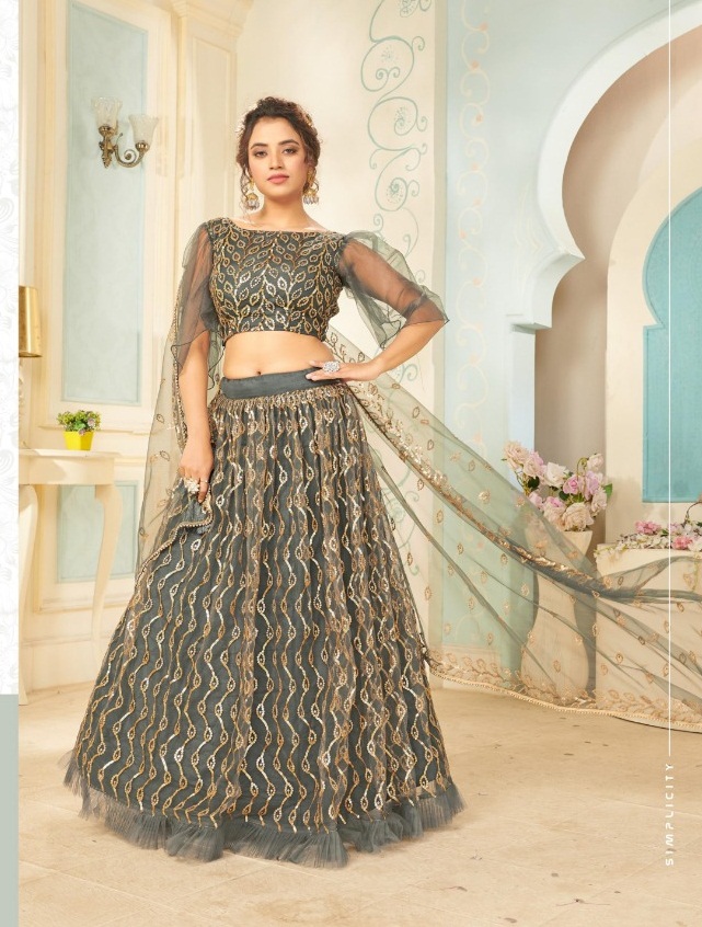 Fc Presents Glamour 1007 Designer Grey Blue Lehenga Collection