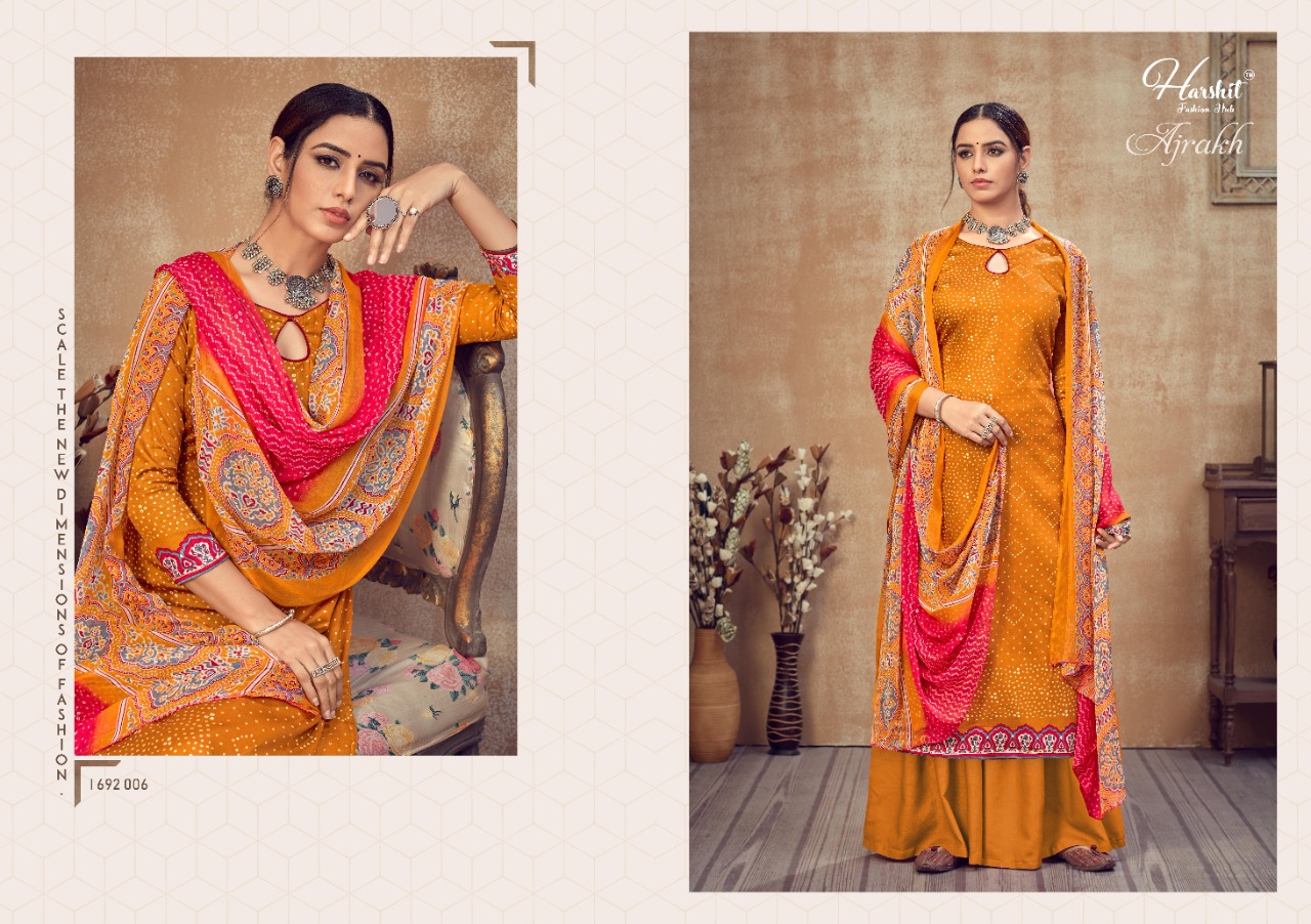 Harshit Presents Ajrakh Bandhani Designer Dress Material Collection