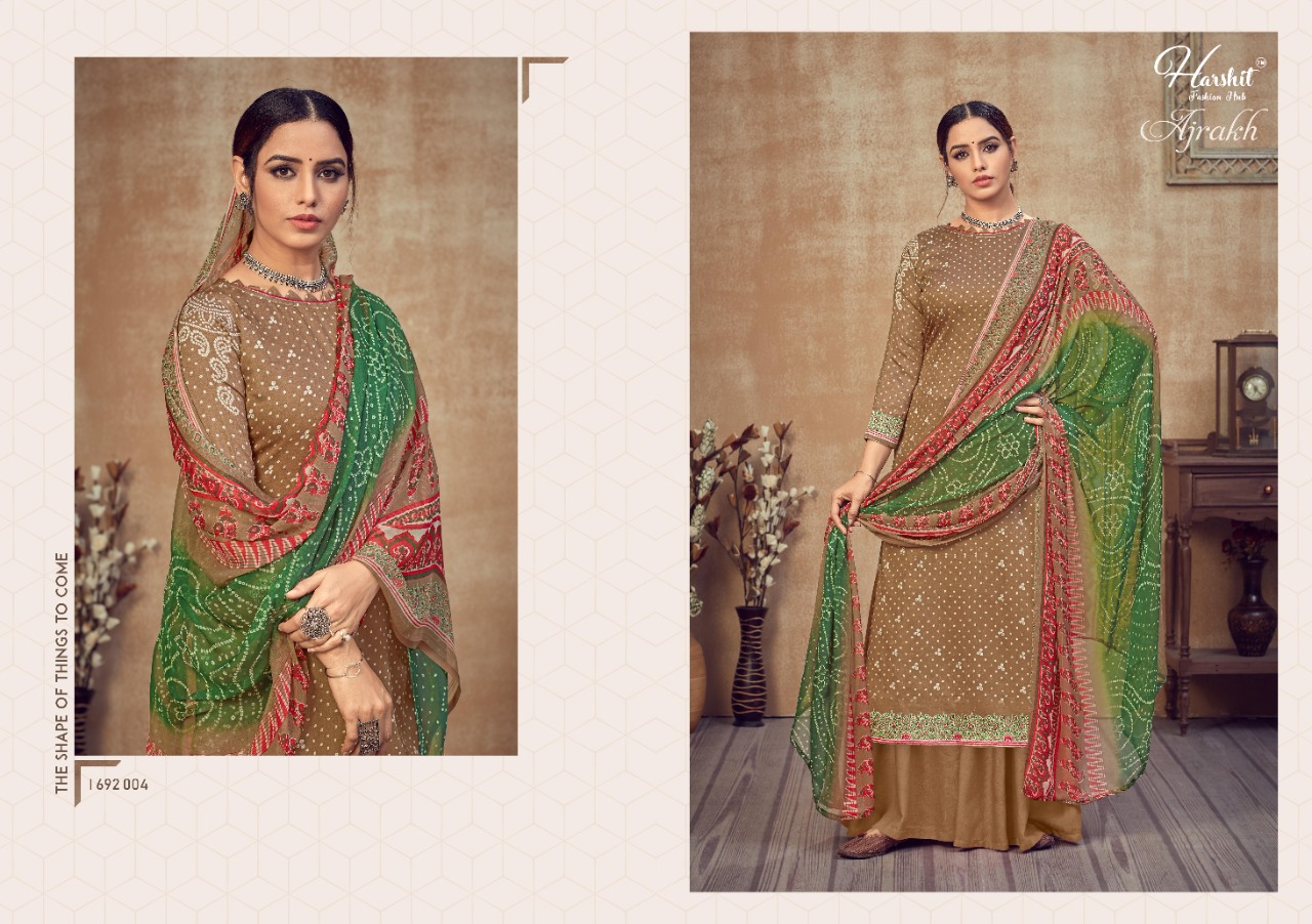 Harshit Presents Ajrakh Bandhani Designer Dress Material Collection