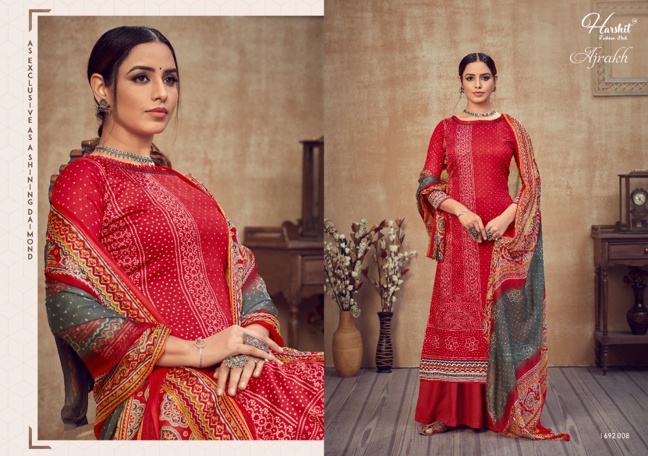 Harshit Presents Ajrakh Bandhani Designer Dress Material Collection